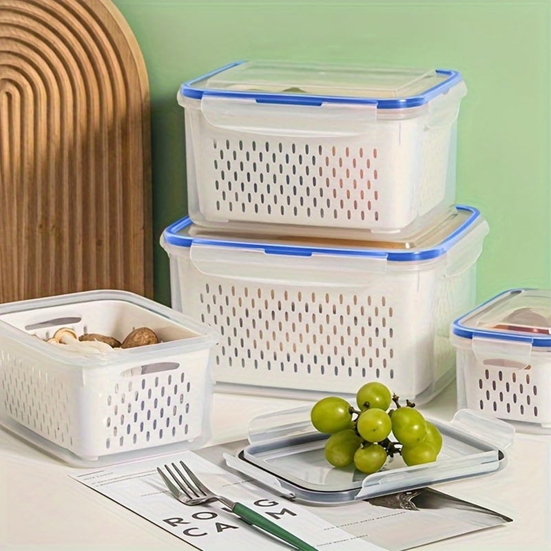 Trasylph 2 Pack Fruit Storage Containers for Fridge with Removable Colanders, Dishwasher & Microwave safe Produce Storage Containers with Lids Keep Fruits, Vegetables, Berry, Meat Fresh longer - Image 3
