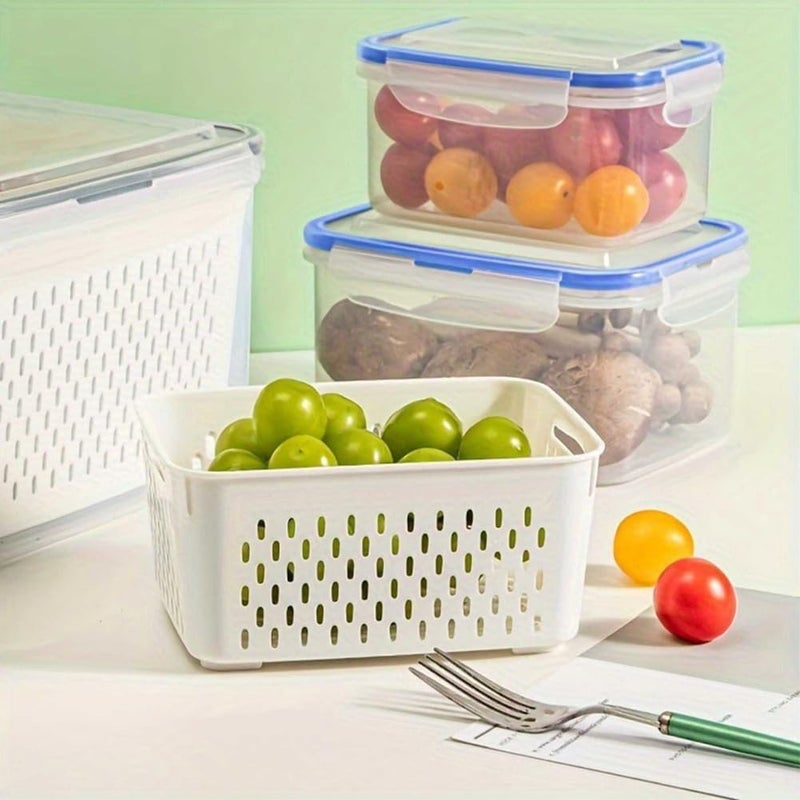 Trasylph 2 Pack Fruit Storage Containers for Fridge with Removable Colanders, Dishwasher & Microwave safe Produce Storage Containers with Lids Keep Fruits, Vegetables, Berry, Meat Fresh longer - Image 4