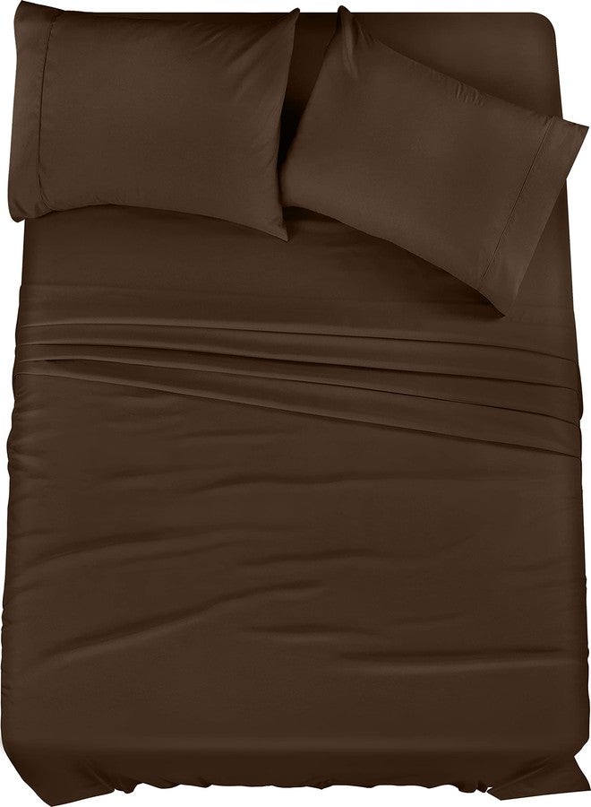 Utopia Bedding Queen Sheet Set - 4 Piece Bed Sheets for Queen Size Bed, Soft and Breathable Microfiber, Includes 1 Fitted Sheet, 1 Flat Sheet and 2 Pillowcases (Brown) - Image 1