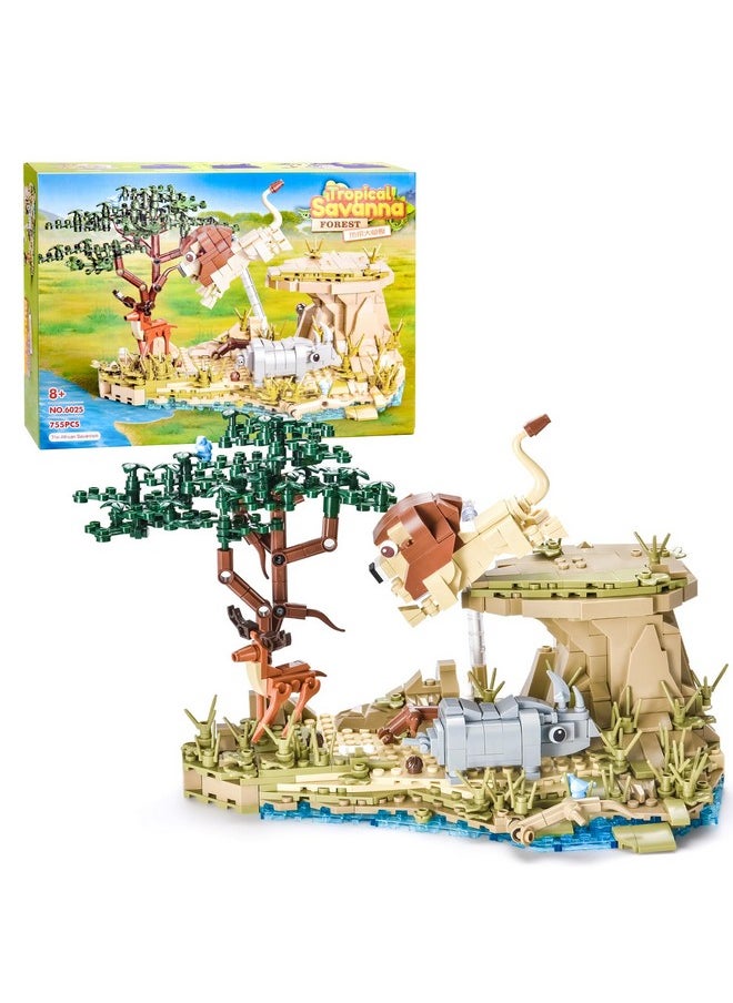 BNG Jungle Animals Building Set for Boys,Forest Lions Deer Rhino Animals Blocks Safari Collection Building Toys,Birthday Party Gifts for Nature Lovers Teen and Kids 8-14+(755PCS)  - Image 1