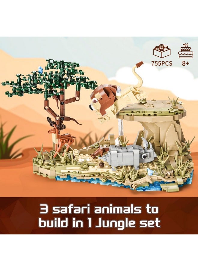 BNG Jungle Animals Building Set for Boys,Forest Lions Deer Rhino Animals Blocks Safari Collection Building Toys,Birthday Party Gifts for Nature Lovers Teen and Kids 8-14+(755PCS)  - Image 5