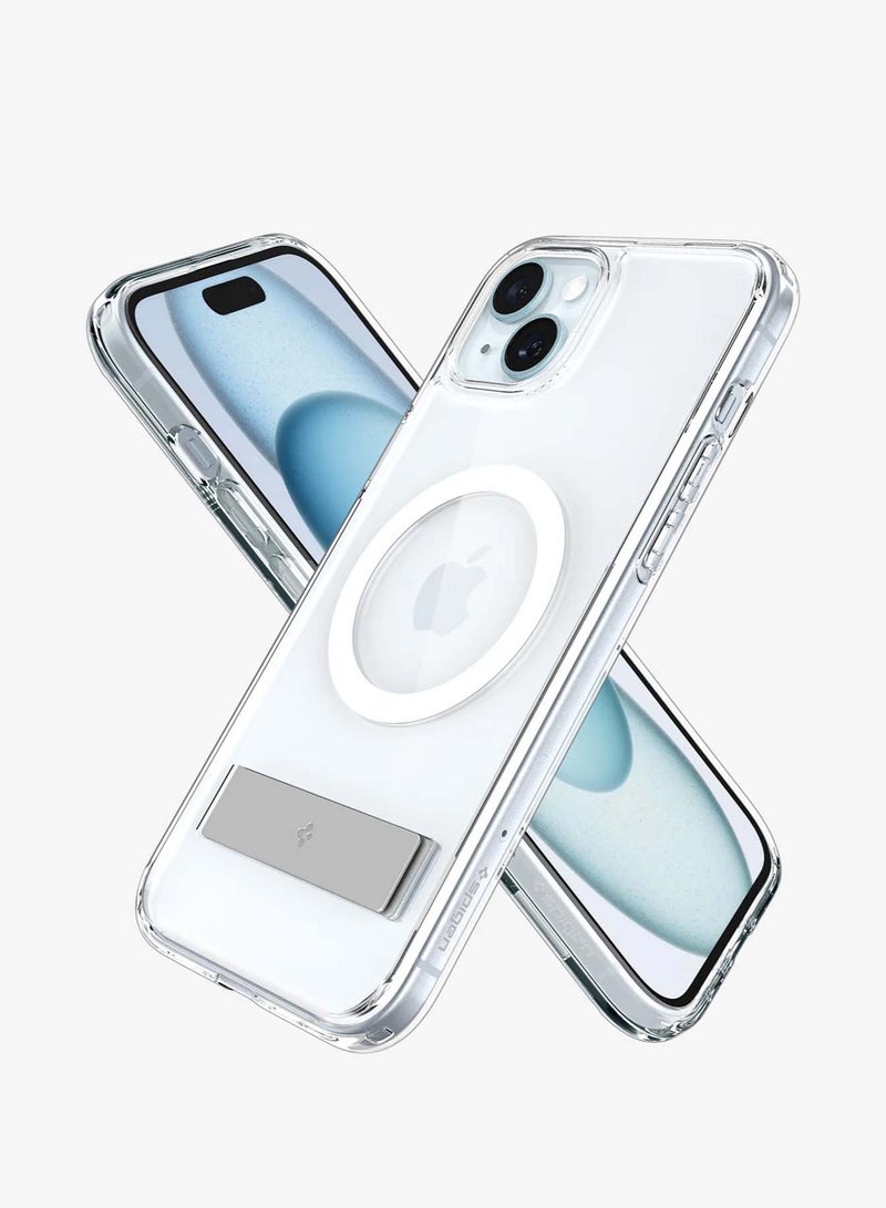 Techie iPhone 15 Plus Hybrid Transparent MagSafe Case With Built-in Kick Stand, Anti-Yellow Shockproof Transparent Back Cover case for iPhone 15 Plus Spigene Series. - Image 2