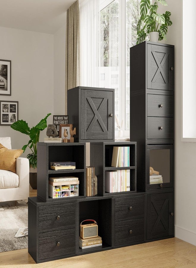 FUSUNBAO Magic DIY Cube Storage Organizer Stackable Cubes for Home Books Clothes Toy -Modular Cubby Storage System -Stackable Storage Cubes -Bookcase Closet (Black, 1 Layer Cube) - Image 3
