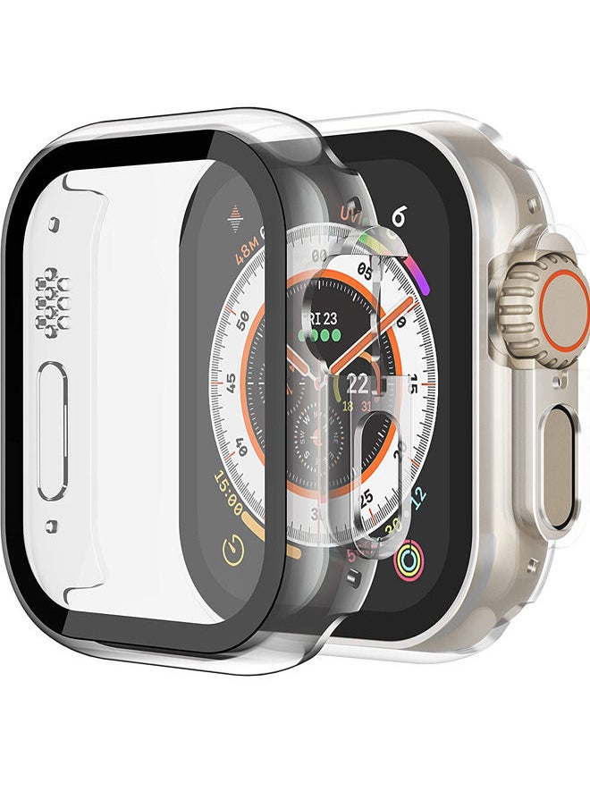 Rock Pow - جراب مدمج من الزجاج المقسى مقاس 49 مم متوافق مع ساعة Apple Watch Ultra 2022 الجديدة مقاس 49 مم، غطاء حماية كامل من البولي كربونات الصلب المقاوم للصدمات لجهاز iWatch، شفاف - Image 1