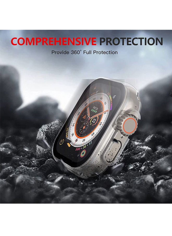 Rock Pow - جراب مدمج من الزجاج المقسى مقاس 49 مم متوافق مع ساعة Apple Watch Ultra 2022 الجديدة مقاس 49 مم، غطاء حماية كامل من البولي كربونات الصلب المقاوم للصدمات لجهاز iWatch، شفاف - Image 1