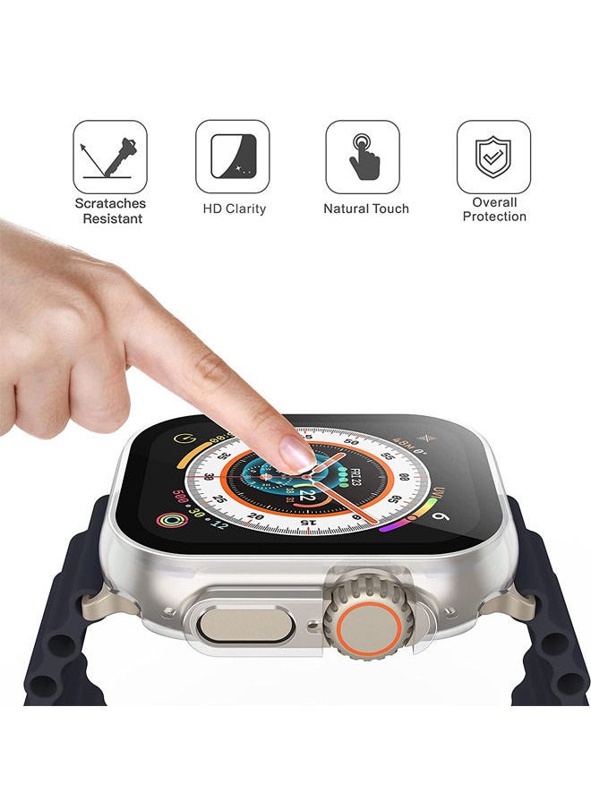 Rock Pow - جراب مدمج من الزجاج المقسى مقاس 49 مم متوافق مع ساعة Apple Watch Ultra 2022 الجديدة مقاس 49 مم، غطاء حماية كامل من البولي كربونات الصلب المقاوم للصدمات لجهاز iWatch، شفاف - Image 1