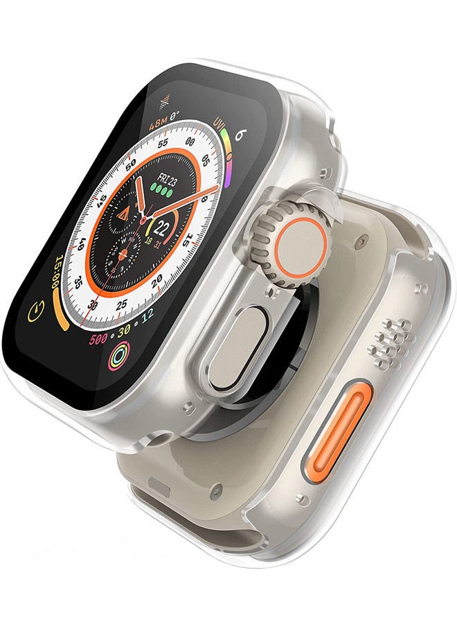 Rock Pow - جراب مدمج من الزجاج المقسى مقاس 49 مم متوافق مع ساعة Apple Watch Ultra 2022 الجديدة مقاس 49 مم، غطاء حماية كامل من البولي كربونات الصلب المقاوم للصدمات لجهاز iWatch، شفاف - Image 1