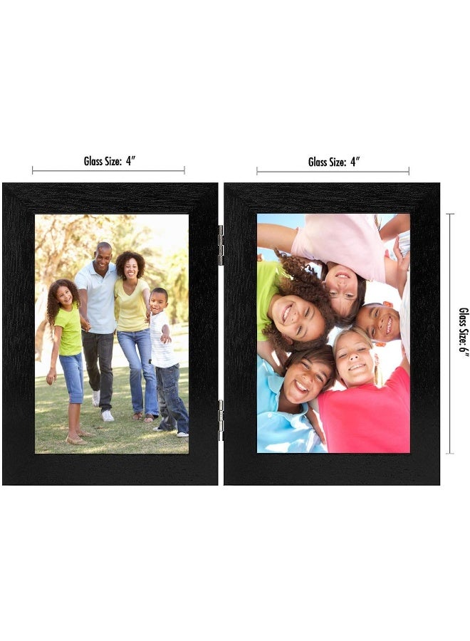 Americanflat Hinged 4x6 Picture Frame with ShatterResistant Glass  Signature Collection  Foldable Picture Frame for Tabletop Display  Black - Image 2