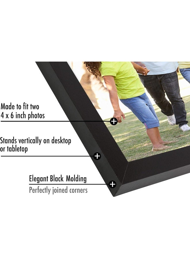 Americanflat Hinged 4x6 Picture Frame with ShatterResistant Glass  Signature Collection  Foldable Picture Frame for Tabletop Display  Black - Image 3