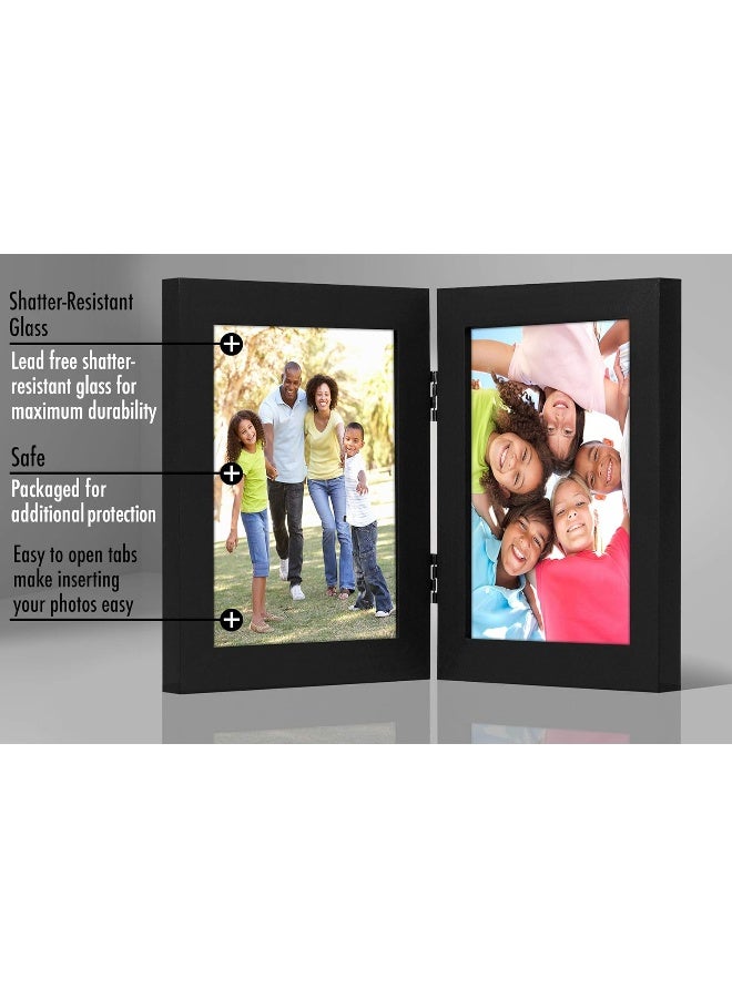 Americanflat Hinged 4x6 Picture Frame with ShatterResistant Glass  Signature Collection  Foldable Picture Frame for Tabletop Display  Black - Image 4