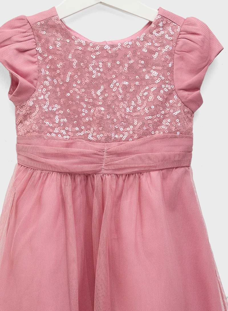 Ripples Sequin Bodice Tulle Dress
