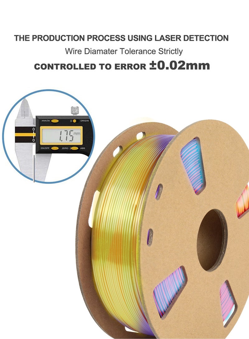 ALPNEGINE Triple Color Silk PLA Filament 1.75mm 1KG, 3D Printer Material with Spool Vacuum Pack, Dimensional Accuracy +/- 0.02mm, 340m Length, Fit for Most FDM 3D Printers - Image 4