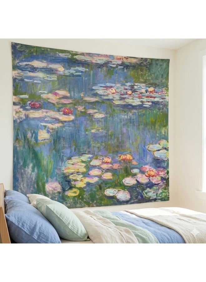 Avinyl Monet Waterlily Wall Tapestry Hanging, Green Floral Plant Art Poster for Bedroom Girls Boys, Small Nature Flower Pond, Watercolor Tapestries for Living Room Dorm Decor 51in X 60in - Image 4