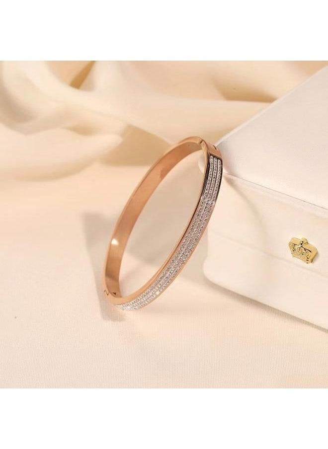 نيبمينينت Bracelet Female Titanium Steel European And American Non-fading Stainless Diamond Simple Fashion Temperament Jewelry 