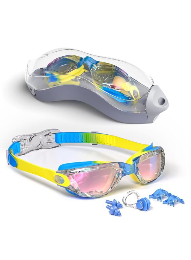 Hurdilen Kids Swim Goggles, Swimming Goggles for Kids Children, Anti-Fog Anti-UV Youth Swim Glasses with Nose Clip, Earplugs for Age 3-15 - Image 1