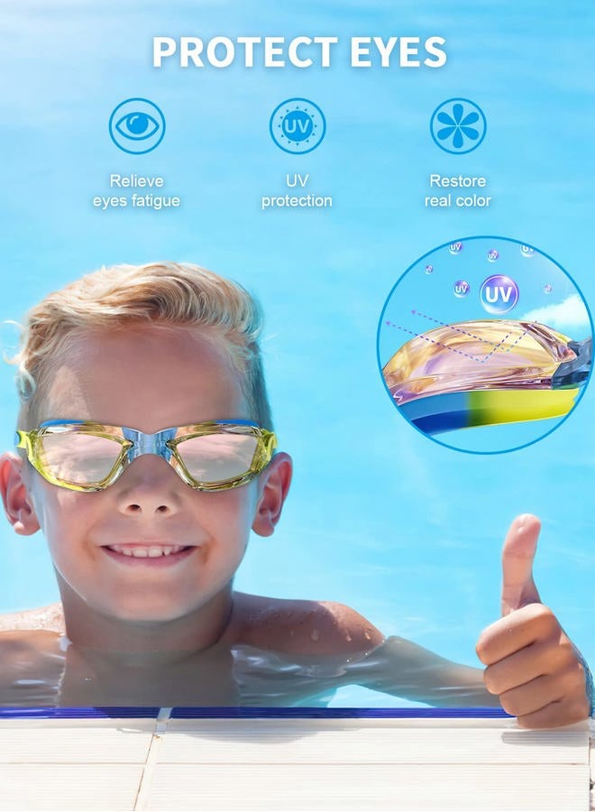 Hurdilen Kids Swim Goggles, Swimming Goggles for Kids Children, Anti-Fog Anti-UV Youth Swim Glasses with Nose Clip, Earplugs for Age 3-15 - Image 4