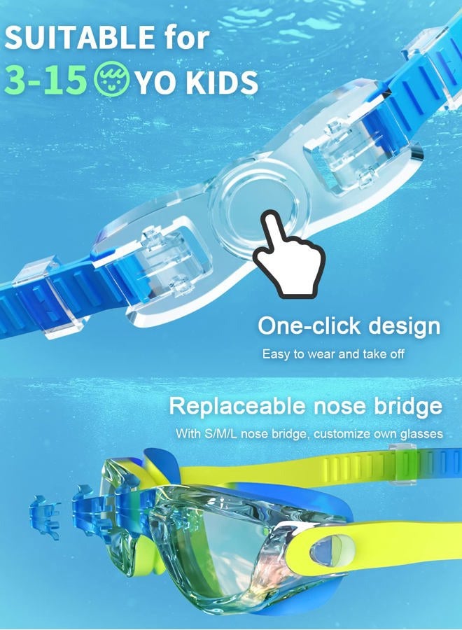 Hurdilen Kids Swim Goggles, Swimming Goggles for Kids Children, Anti-Fog Anti-UV Youth Swim Glasses with Nose Clip, Earplugs for Age 3-15 - Image 2