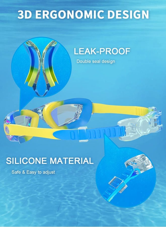 Hurdilen Kids Swim Goggles, Swimming Goggles for Kids Children, Anti-Fog Anti-UV Youth Swim Glasses with Nose Clip, Earplugs for Age 3-15 - Image 3