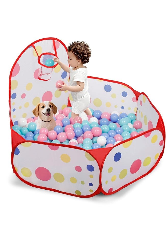ZimiTeda Red Dot Kids Ball Pit for Toddler with Basketball Hoop Foldable Pop-Up Baby Ball Pool for Girls Boys Indoor & Outdoor Game 47.24"/120cm Wide Plyahouse Tent (Balls NOT Included) - Image 1