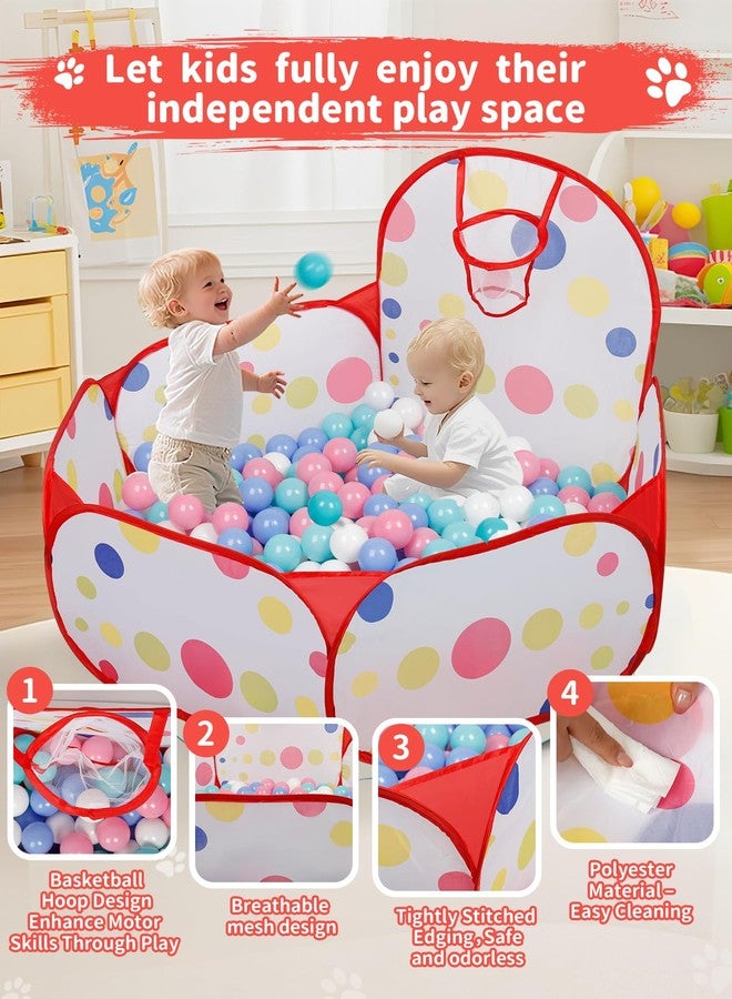 ZimiTeda Red Dot Kids Ball Pit for Toddler with Basketball Hoop Foldable Pop-Up Baby Ball Pool for Girls Boys Indoor & Outdoor Game 47.24"/120cm Wide Plyahouse Tent (Balls NOT Included) - Image 3