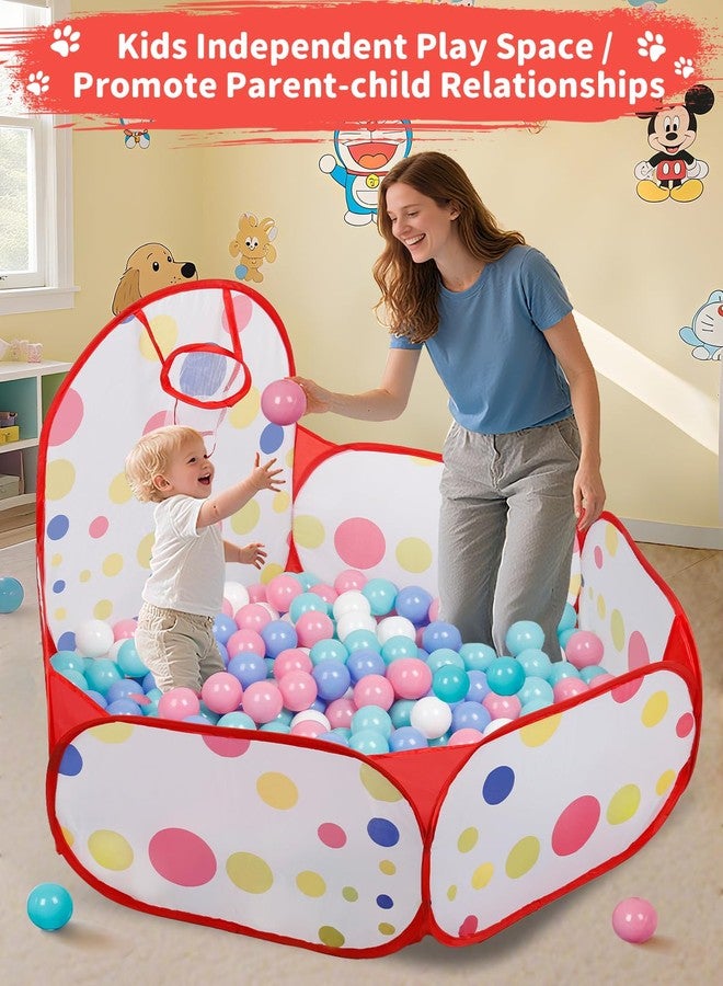 ZimiTeda Red Dot Kids Ball Pit for Toddler with Basketball Hoop Foldable Pop-Up Baby Ball Pool for Girls Boys Indoor & Outdoor Game 47.24"/120cm Wide Plyahouse Tent (Balls NOT Included) - Image 2