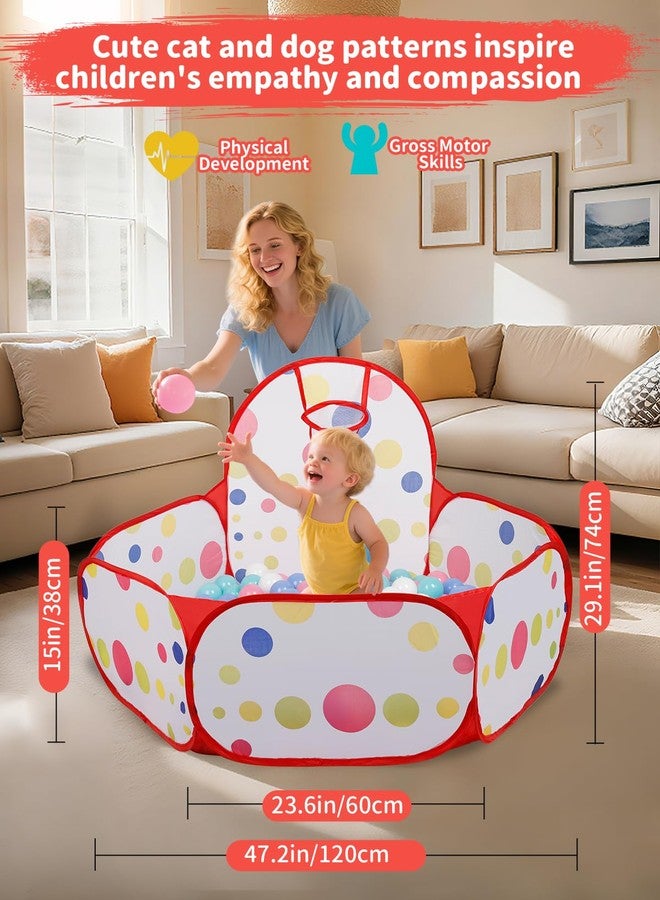ZimiTeda Red Dot Kids Ball Pit for Toddler with Basketball Hoop Foldable Pop-Up Baby Ball Pool for Girls Boys Indoor & Outdoor Game 47.24"/120cm Wide Plyahouse Tent (Balls NOT Included) - Image 4
