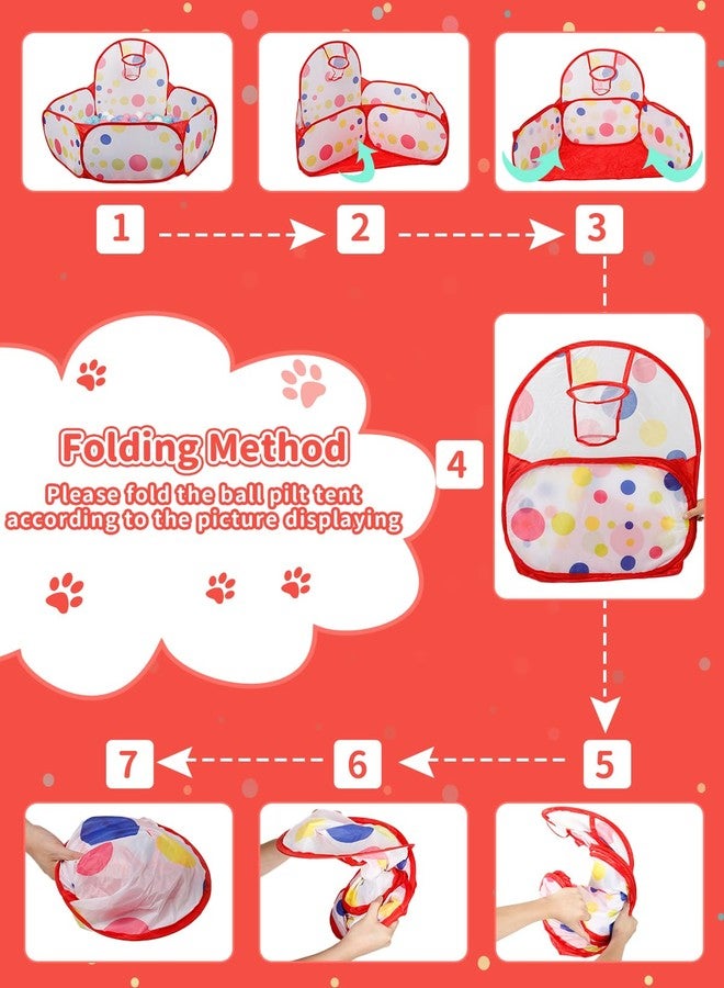 ZimiTeda Red Dot Kids Ball Pit for Toddler with Basketball Hoop Foldable Pop-Up Baby Ball Pool for Girls Boys Indoor & Outdoor Game 47.24"/120cm Wide Plyahouse Tent (Balls NOT Included) - Image 5