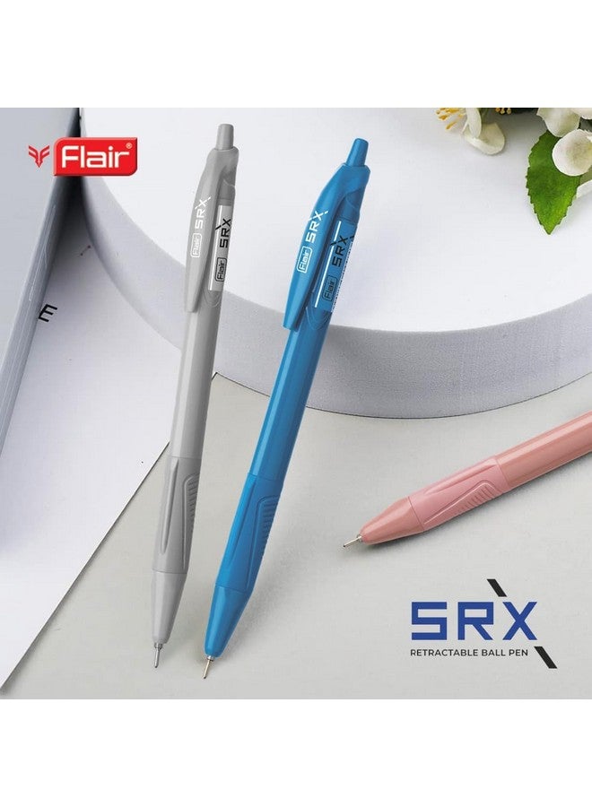 فلير قلم حبر جاف FLAIR Srx قابل للسحب، 0.7 مم، عبوة من 10 قطع | تصميم مثلث الشكل لقبضة أفضل | خفيف الوزن وقابل لإعادة التعبئة | تجربة كتابة سلسة | ألوان ثابتة زاهية | حبر أزرق - Image 2