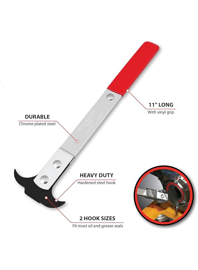 أداة سحب الأختام الاحترافية، مصنوعة من الفولاذ المعالج حرارياً، مزودة بطرفين بخطاف لإزالة أختام الزيت والشحوم - Image 3