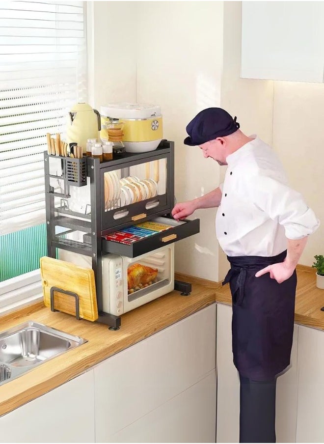 شي ون منظم اطباق وميكروويف معدني فاخر مع ادراج بتصميم مبتكر  - Image 2