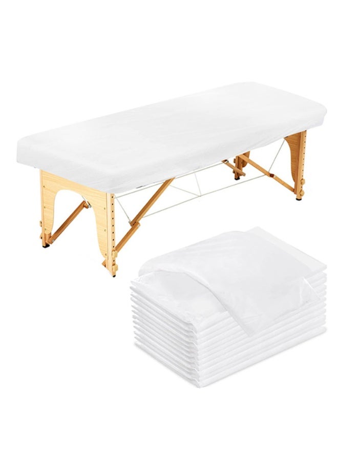 Fitted Massage Table Sheets, White, 70-82 x 35 Inch, 10-Pack - Image 1