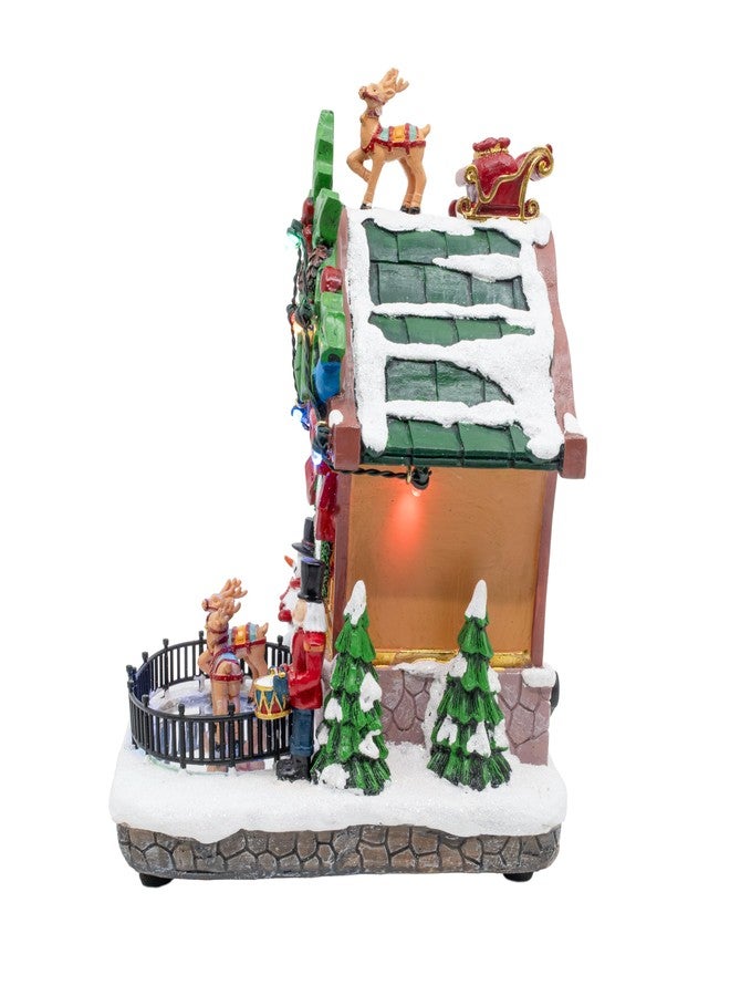 FG Square Holiday Cuckoo Clock Santa Reindeer LED Lighted Animated Christmas Village with Sound and Motion 6" x 6" x 8" - Image 3