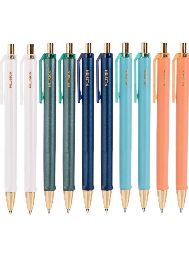 Nusign Matte Light-Sensitive Retractable Gel Pen (Pack Of 10), Black, German Creative Design, Imported Ink, Precision Tip, Office Pen Ns557 - Image 1