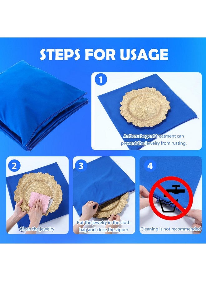 سوريو 10 قطع من أكياس التخزين الفضية المزودة بسحاب من Sureio مقاس 18 × 18 بوصة، حقيبة مضادة للتشويه، حقيبة قماش لتخزين المجوهرات، حقيبة واقية فضية، حقيبة تلميع فضيات مخملية للمنزل والمطبخ وأدوات المائدة ومستلزمات الأدوات  - Image 4