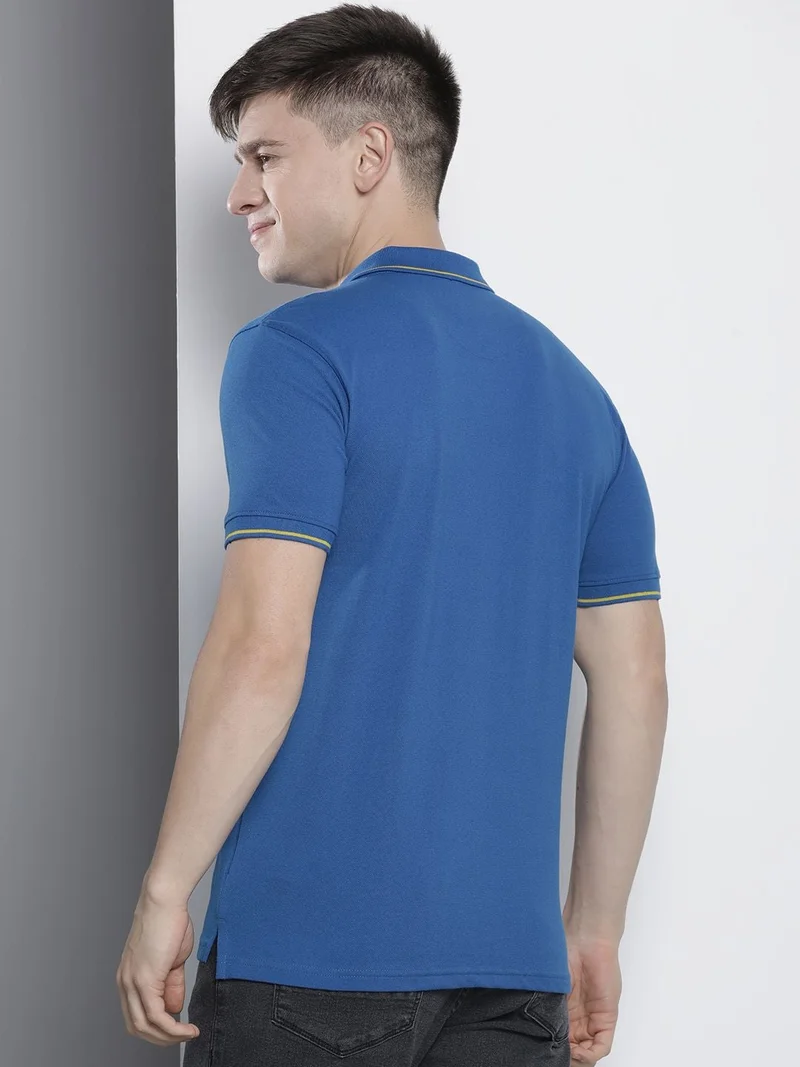 The Indian Garage Co Men Slim Fit Solid Polo Collar Tshirt