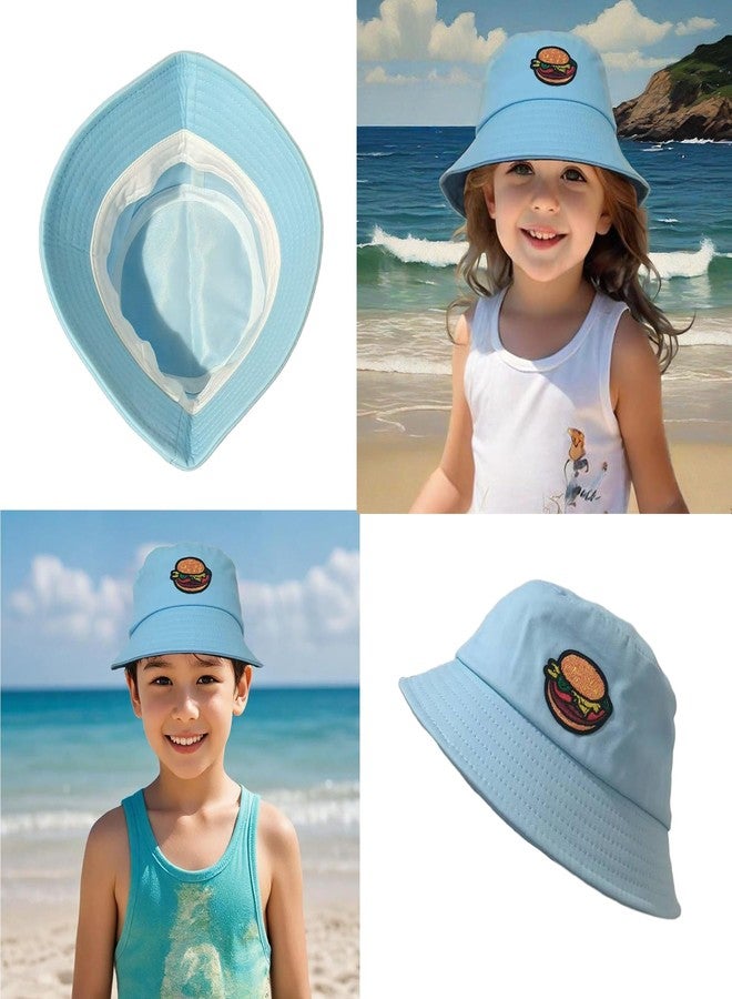 LEISUREWEEK Kids Cotton Bucket Hat Blue Hamburge Sun Hat Summer Sun Protection Unisex Beach Cap for Boys Girls 2-7 Years Old - Image 5