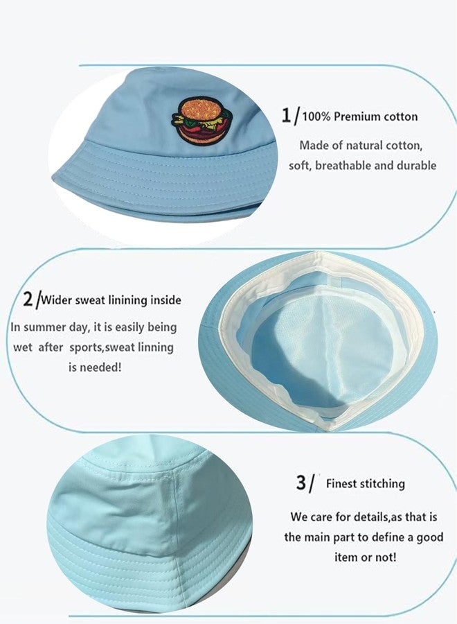 LEISUREWEEK Kids Cotton Bucket Hat Blue Hamburge Sun Hat Summer Sun Protection Unisex Beach Cap for Boys Girls 2-7 Years Old - Image 3