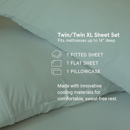 SHEEX - Original Performance Sheets Set (Twin/Twin XL) Graphite - Cooling Sheets - Moisture Wicking - 1 Flat Cooling Sheet, 1 Fitted Cooling Sheet, 1 Pillow Cover - Wrinkle Free - Sleep Aid - Image 5