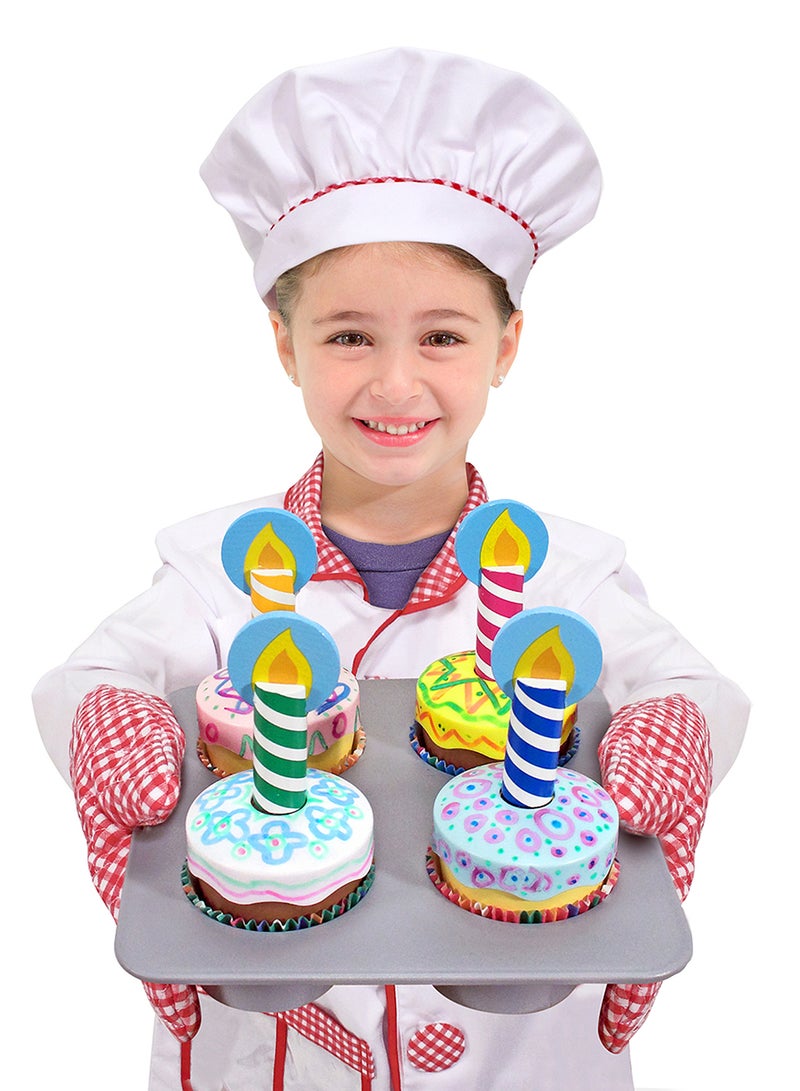 Melissa & Doug Bake and Decorate Wooden Cupcake Play Food Set Kids Toy Cupcakes, Play Kitchen Food for Kids Ages 3+ - Image 3
