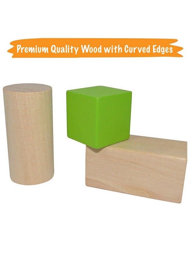 Pidoko Kids - Wooden Blocks 100 Pcs Building Blocks For Toddlers Includes Storage Container With Shape Sorter Top Hardwood Plain & Colored Wood Blocks Preschool Block Learning Toys - Image 1