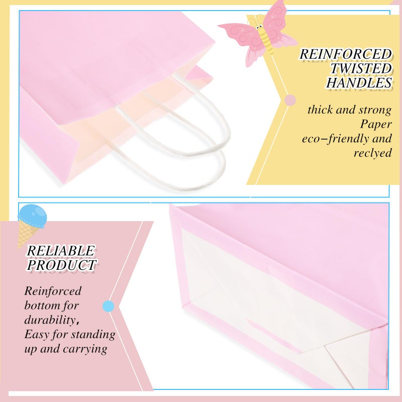 Skyygemm 32 Pcs Paper Gift Bags Bulk with Handle, 6.3 x 3.2 x 8.6 Inch Assorted Colors Kraft Goodie Candy Treat Gift Wrap Bags for Carnival Valentine Birthday Party Favor(Pastel Color) - Image 3
