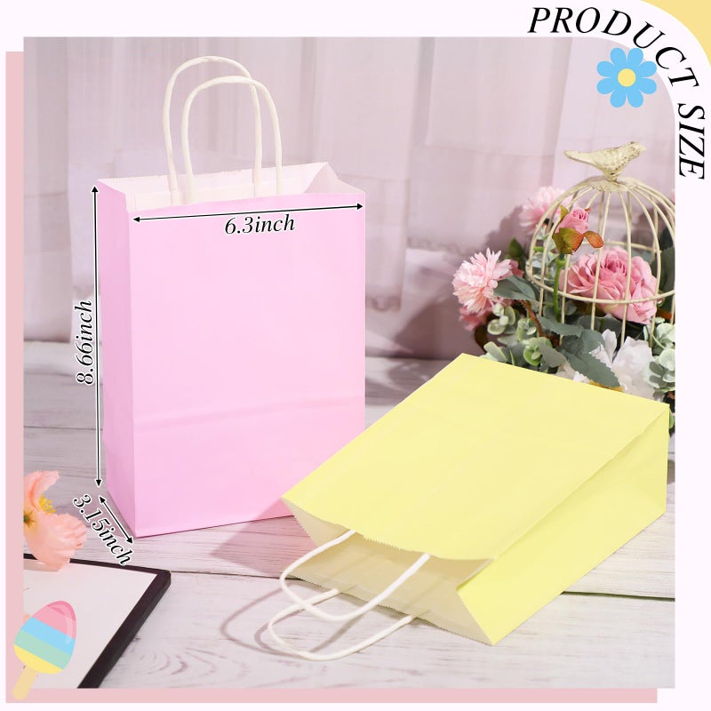 Skyygemm 32 Pcs Paper Gift Bags Bulk with Handle, 6.3 x 3.2 x 8.6 Inch Assorted Colors Kraft Goodie Candy Treat Gift Wrap Bags for Carnival Valentine Birthday Party Favor(Pastel Color) - Image 2