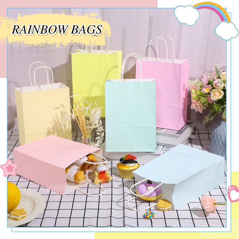 Skyygemm 32 Pcs Paper Gift Bags Bulk with Handle, 6.3 x 3.2 x 8.6 Inch Assorted Colors Kraft Goodie Candy Treat Gift Wrap Bags for Carnival Valentine Birthday Party Favor(Pastel Color) - Image 4
