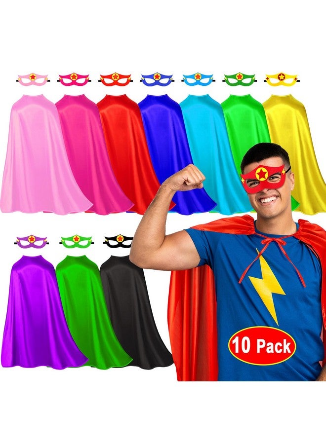 iROLEWIN Superhero Capes and Masks for Adults Bulk Super Hero Dress Up Costume Party Favors Games (10 Pack 4327.5inches)
