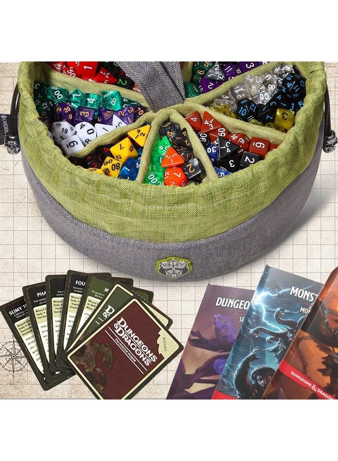 كاردكينج برو حقيبة نرد ضخمة بها 8 جيوب - رمادية/خضراء - سعة هائلة تتسع لأكثر من 500 نرد - رائعة لمحبي النرد - Image 5