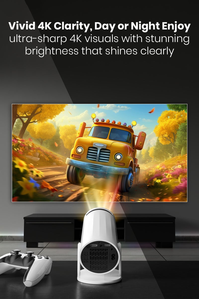 Moxedo Zentra Smart Gaming Projector 4K Android 11 1080P with Auto Keystone and Dual Game Controller, +10000 Games, 200 Ansi Lumen Brightness, Auto Keystone Correction, 1GB RAM 8GB ROM, 3W Speaker, 5G WiFi, Bluetooth 5.0 - Image 3