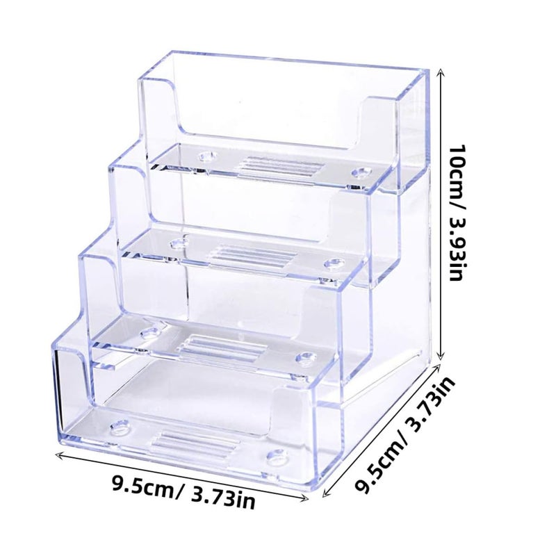 Acrylic Business Card Holder Desktop Display Rack with 4 Compartments for Office Organization - Image 3