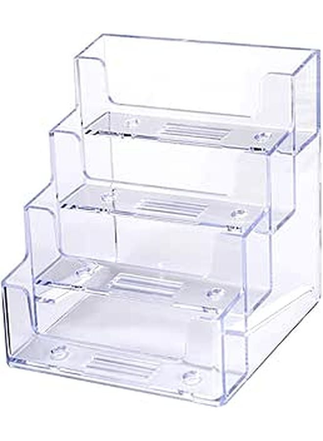 Acrylic Business Card Holder Desktop Display Rack with 4 Compartments for Office Organization - Image 1