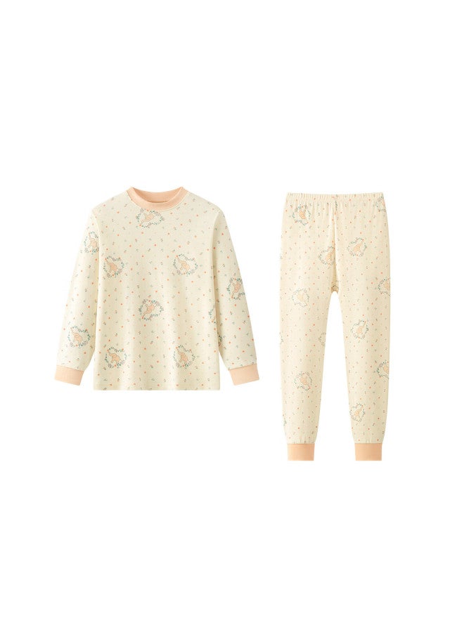 Deesha Girls' 7a Antibacterial Thermal Lock Half Turtleneck 40s Fine Spun Cotton Autumn Underwear Set For Older Children