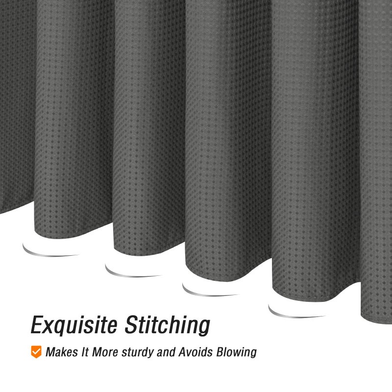 Gibelle Small Stall Shower Curtain 36 x 72  Narrow Half Waffle Weave Textured Fabric Shower Curtain for Bathroom  Water Repellent  Machine Washable  Charcoal Grey - Image 5